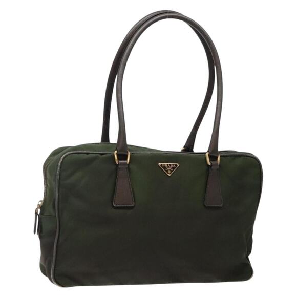 PRADA Shoulder Bag Nylon Green Gold - Picture 1 of 12